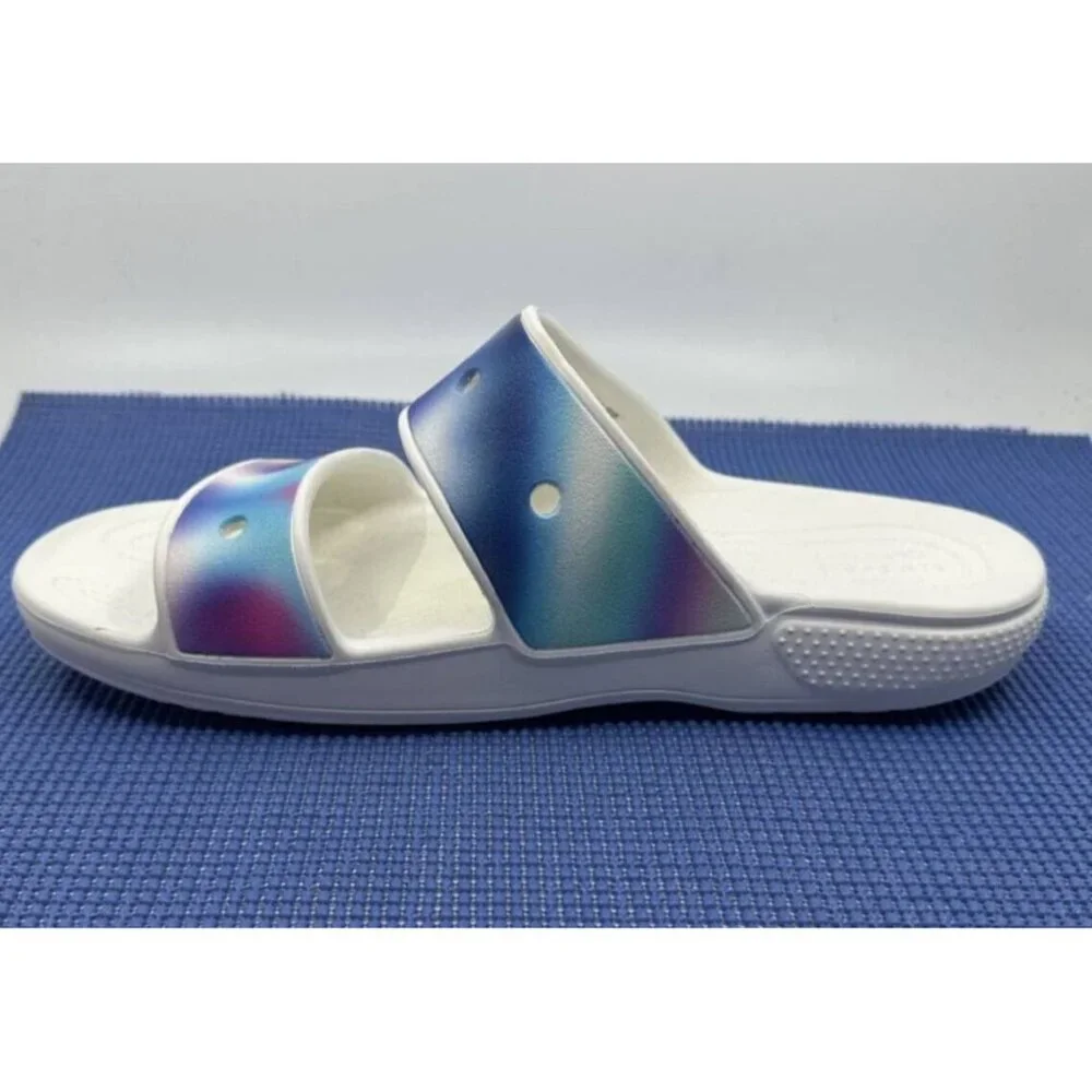 Crocs Classic Solarized Sandal Mens 12 White Multi New Ombre‎ Slides 207771-94S